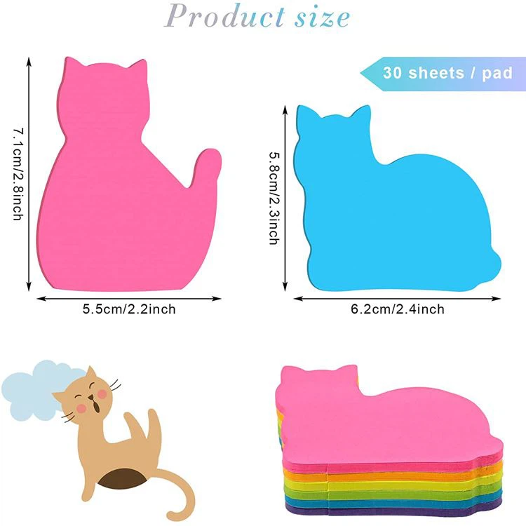 Colorful Cute Cat Shaped Sticky Notes wholesale
